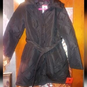 Black Quilted Belted Puffer Coat New With Tag Jones New York Med